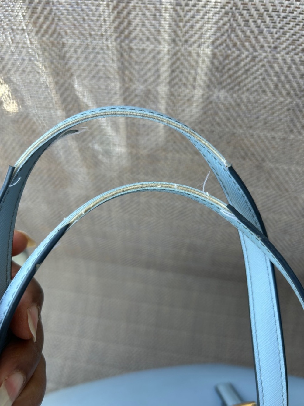 Michael Kors Jet Set Sky Blue Saffiano Leather Tote with gold tone MK Charm - Picture 9 of 14